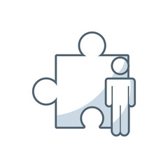 Obraz premium puzzle piece solution with business icon vector illustration design