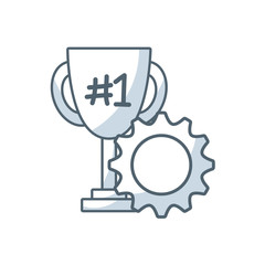 trophy first place with business icon vector illustration design