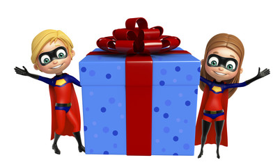 Superboy and Supergirl with Giftbox