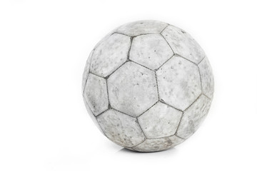 Used old soccer ball isolated on white background with.