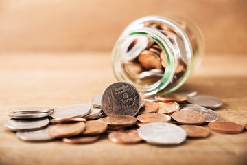 Vintage close up stack silver coins