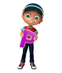 kid boy with P alphabate
