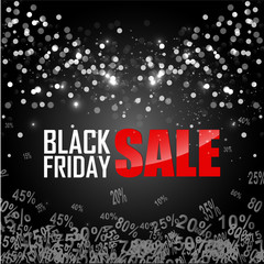 Black friday sale with black white lights bokeh background