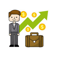 business growth flat line icons vector illustration design