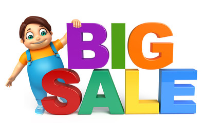 kid boy with Bigsale sign