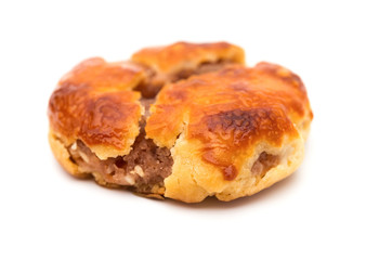 side view sweet mini chewy cakes or chickee cakes on white background