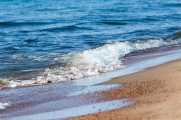sandy shore of the sea as a backdrop