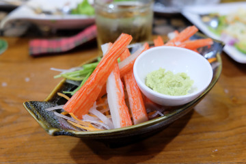 Crab stick with wasabi