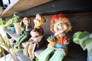 Doll sculpture on wood shelf Vintage Style 