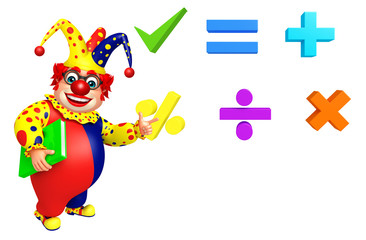 Clown with Book & Math sign