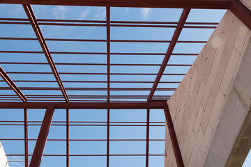 Structural steel beam on roof of building, Background