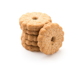 stack of sweet cookies on a white background