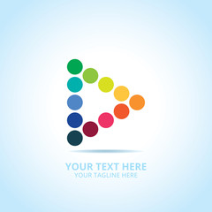Abstract play logo, design concept, emblem, icon, flat logotype element for template.
