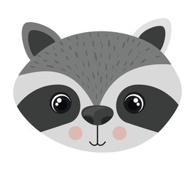 Raccoon cartoon icon. Forest animal theme. Isolated design. Vector illustration