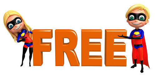 superboy and supergirl with Free sign