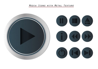 Media player icons set ; vector illustration
