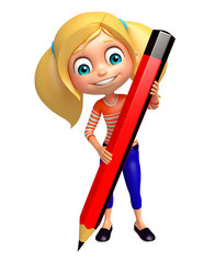 kid girl with Pencil