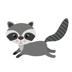 Raccoon cartoon icon. Forest animal theme. Isolated design. Vector illustration