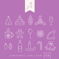 Outlined Christmas Elements : Vector Illustration