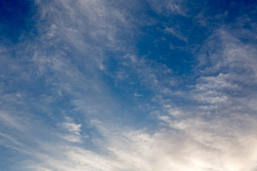 Clouds on background blue sky.