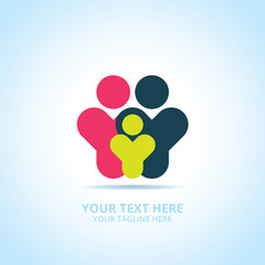Abstract family logo, design concept, emblem, icon, flat logotype element for template.