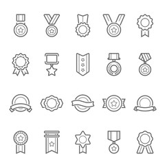 Badges awards vector outline stroke icon set