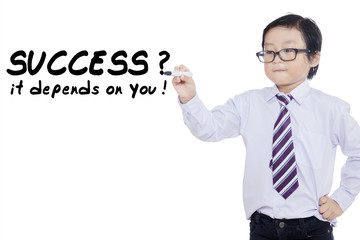 Child writes success depends on you