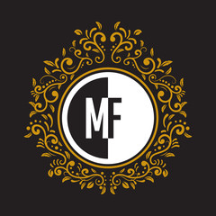 INITIAL CIRCLE HALF vintage elegant luxury