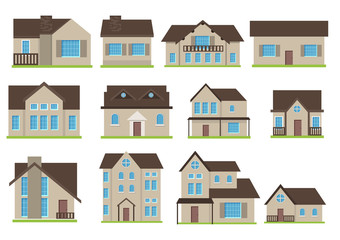 Buildings vector icons set ; vector illustration