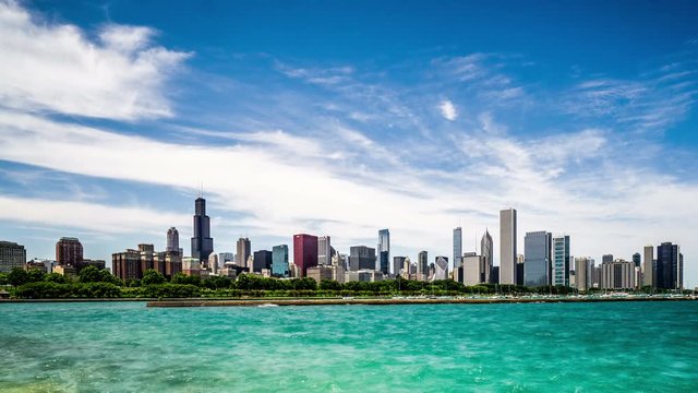  In sunny day ,the Sears Tower and Chicago skyline, Chicago, USA
