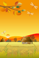 日本の田舎の秋の風景