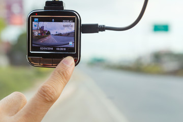 Press the button of front camera car recorder / Car DVR Vehicle