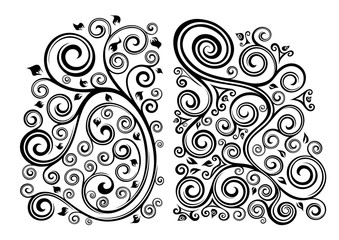 Set of two vector floral illustrations.