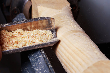 piece of wood on a lathe