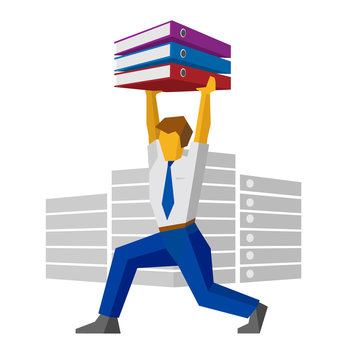 man carrying colorful files office setting clip art preview