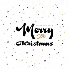 Merry christmas and happy new year 2017 hand-lettering text . Handmade vector calligraphy for your design