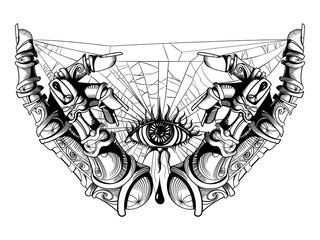 Naklejka premium the eye are suspended on threads