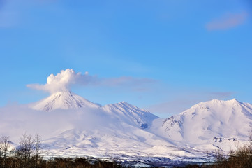 Beautiful winter volcanic landscape