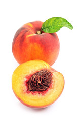 Peach with leaves