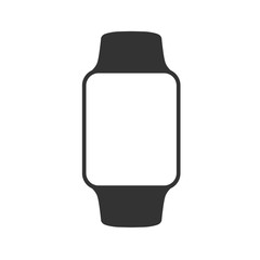 Smart watch isolated on white. Logo. Stainless silver . Vector with app. reflected surface. icon screen. face eps