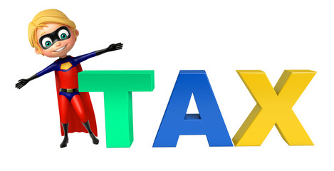 Superboy with Tax sign