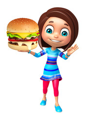 kid girl with Burger