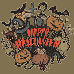 Obraz premium Vector illustration of sketch Halloween characters