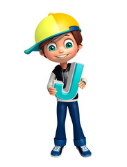 kid boy with J alphabate