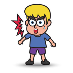 Boy cartoon character with scared face