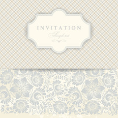 Wedding Invitation.  Greeting Card with Flowers in a folk style