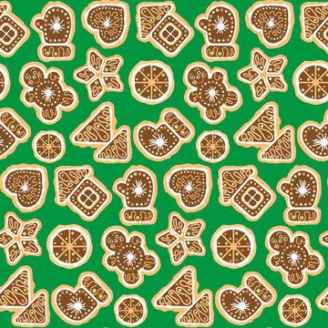 Christmas Cookies Seamless Background Patterns.