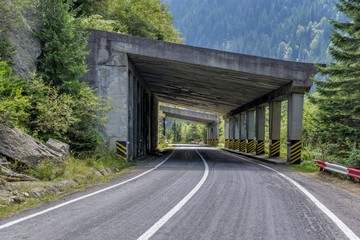  Transfagarasan mountain winding road whit tunnels.