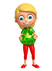 kid girl with Recycle