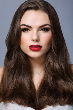 Model with red lips